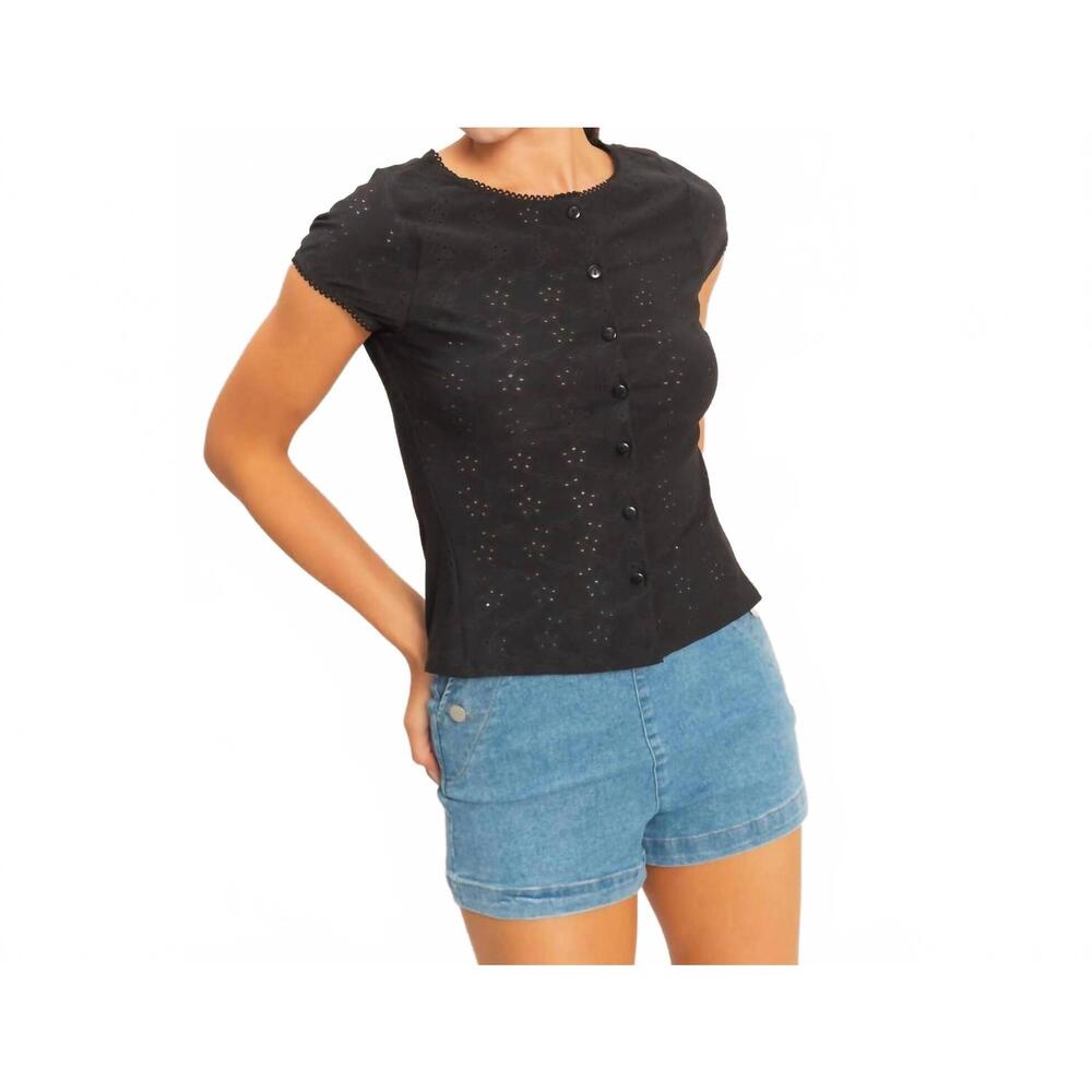 NEW HYFVE emily short sleeve top in black